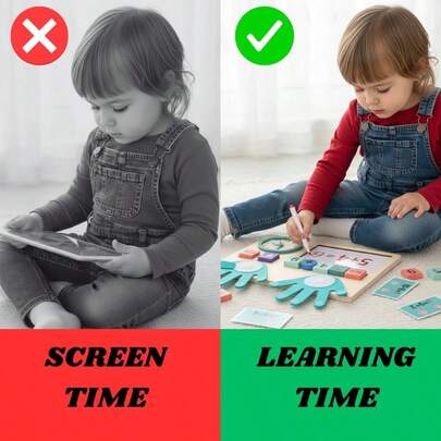 Montessori Toys For Toddlers Age 3 4 5, Wooden Math Learning Board With Numbers &Amp; Clock, Educational Preschool Toys...