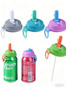 Reusable Silicone Can Lids With Straws, 1-Pack With Random Color Leak-Proof Lids, Universal Type, Suitable For Soft Drink And Beer Cans,  Leak-Proof Seal, Easy To Clean, Available In Multiple Colors, Suitable For Home, Parties And Travel Use. - Random - View 11