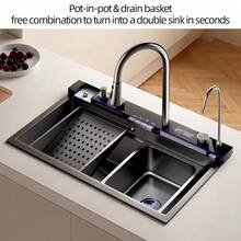 Multifunctional Stainless Steel Double Bowl Kitchen Sink, Leading The New In Kitchen - Black - View 1