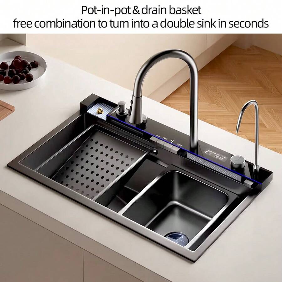 Multifunctional Stainless Steel Double Bowl Kitchen Sink, Leading The New In Kitchen - Black - View 1