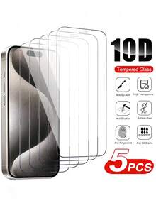 5 pezzi Pellicola protettiva in vetro temperato per iPhone 17/16e/15/14/13/12/11 Pro Max/X/XS/XR/Mini/7/8/14 Plus, adatto anche per 14/15 Pro Max