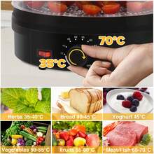 Deshidratador doméstico de cinco capas con temporizador y control de temperatura ajustables, apto para gatos y perros.