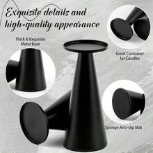 Bronze/Black Metal Pillar Candle Holder, Modern Iron Column Candlestick, Centerpiece For Dining Table, Birthday Party, Wedding, Home Decor, Gift Gifts Graduation - Black - View 8