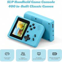 Consola de Juegos Retro Portátil, con 400 Juegos Integrados, Reproductor de Videojuegos Portátil con Pantalla IPS de 3.0 Pulgadas y Batería Recargable (Azul) - Azul - Ver 2