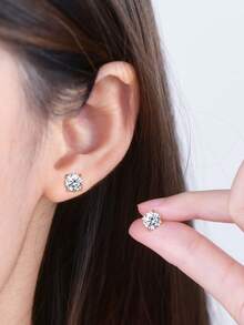2.0 Carat Total Weight Moissanite Stud Earrings, 925 Sterling Silver Screw Back, 6.5mm-1 Carat D Color VVS1 Clarity Round Cut Moissanite Earrings, Jewelry Gift For Women, Anniversary, Birthday, Christmas - 玫瑰金 - 查看 2