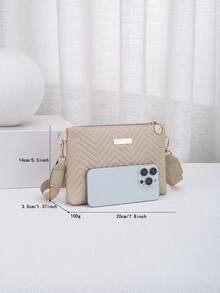 Bolso cruzado de mujer con relieve ondulado de nueva moda, bolso de hombro versátil y dulce, bolso de sobre - Albaricoque - Ver 6