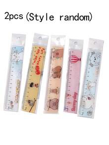 3/5pcs Acrylic Cartoon Ruler, Student Stationery Ruler, Cute Cartoon Ruler, Unisex Student Supplies, Holiday Gift, Ruler, Drawing Essential