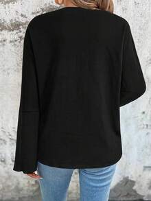 新款时尚纯色休闲开衫轻薄外套，适合日常、上学、度假、居家、旅行等场合。 - 黑色 - 查看 3