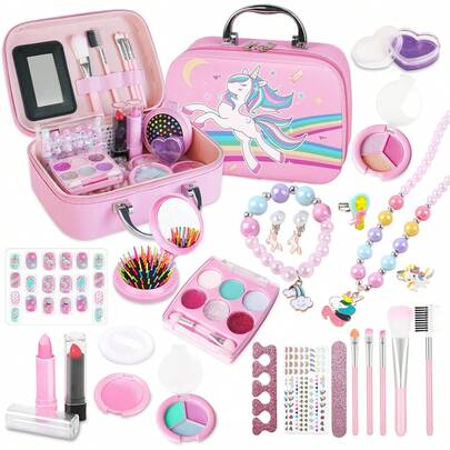 AivaToba Maquillaje para Niñas, Kit de Maquillaje Real para Niñas, Juguete de Maquillaje Lavable, Juguete para Niñas, No Tóxico, Regalos de Cumpleaños de Navidad para Niñas de 7 8 9 10 11 12 Años