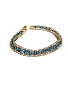 1 Pc Luxury Roman Crystal Women's Micro-Inlaid Claw Chain Bracelet Sparkling Copper Alloy White Green Zirconia Claw Chain - Rhinestone Bracelet - View 4