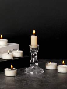 1 件/套人造透明玻璃四季通用烛台，彩色多形状玻璃烛台，适用于户外庭院装饰、办公桌面装饰、香薰蜡烛杯、烛光晚餐、房间氛围、婚礼、万圣节、派对、婚礼、家庭聚会、聚会、告白和餐桌装饰 - 無色 - 查看 27