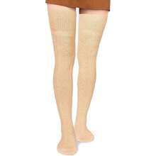 Women Thigh High Socks Extra Long Cotton Knit Warm Thick Tall Long Boot Stockings Leg Warmers,28126063 - 米色 - 查看 1