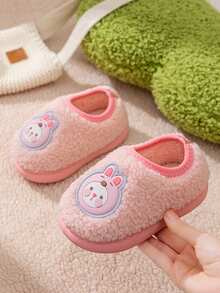 New Winter Children's Warm Slippers, Cute Girls' Home, Baby Soft Soled Plush Slippers - وردي - مشاهدة 4