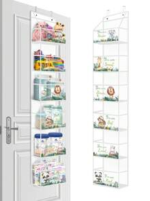 1 قطعة منظم علوي للباب مع 6 جيوب - حقيبة تعليق لتخزين مستلزمات الطفل من حفاضات وممسحات وألعاب وملابس - موفر للمساحة وبتصميم جميل بشكل حيوانات لغرفة الطفل. - متعدد الألوان - مشاهدة 12