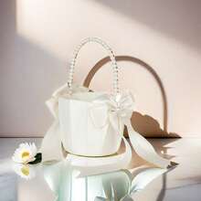 Suministros para bodas: Cestas de flores de estilo occidental para bodas, cestas de flores pequeñas con perlas para esparcir flores de boda - Multicolor - Ver 5