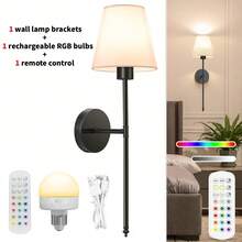 1/2pcs Rechargeable Remote Control Wall Lamp (Includes Rechargeable RGB Bulb), Camera Light, Living Room Lighting, Bedside Lamp, Ceiling Light, String Lights, Decorative Lighting, Night Light, Dimmable 15-Color Wall Lamp, Suitable For Bedroom, Living Room, Hallway, Bathroom, Kitchen And Walk-In Closet Lighting, Living Room Decor, Room Decor, Wall Decor, Apartment Essential, Christmas Home Decor (1800mAh) - RGB-15 Color Light - View 11