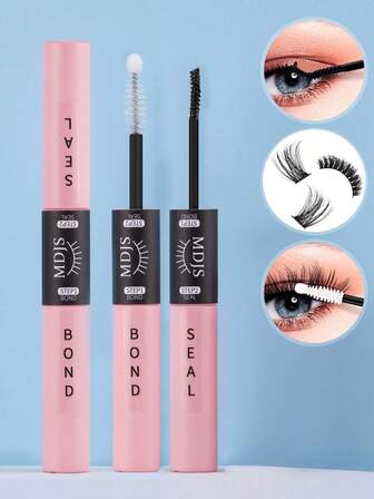 单支装睫毛胶水和密封剂 6ml，DIY 睫毛簇延长胶水和密封剂，持久防水，单根睫毛强力粘合长达 72 小时，黑色胶水和透明密封剂二合一