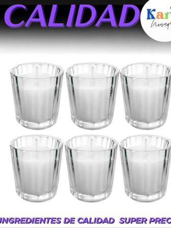 ️ Juego de 6 o 12 Velas Votivas en Vaso de Vidrio Vintage Acanalado ✨ | Velas Decorativas de Parafina de Larga Duración  | Portavelas Elegantes para Boda, Navidad, Altares o Decoración del Hogar  | Vidrio Transparente Reutilizable y Duradero