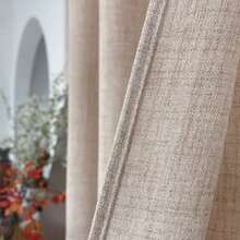 2 piezas Cortinas gruesas multicolor de 140 cm * 240 cm. Ocultación total y protección de la privacidad + Aislamiento acústico y térmico + Resistentes a las arrugas y fáciles de limpiar + Resistentes al polvo y a las manchas. Estilo minimalista y moderno. Diseño versátil para dormitorios y salones. - Beis - Ver 6