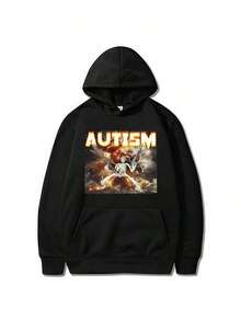 Autism Skeleton Meme Print Hoodie Funny Punk Skull Men Women Fashion Hooded Sweatshirt Gothic Cool Oversized Hoodies Streetwear Hoodies For Men Black Hoodie For Women Men's Hoodie - 黑色 - 查看 6