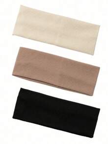 1/3/4 Pcs Casual Versatile Solid Color Sports Headband Sweatband Hair Accessories, Elegant Scarf For Women, Autumn/Winter - Multicolor - View 7