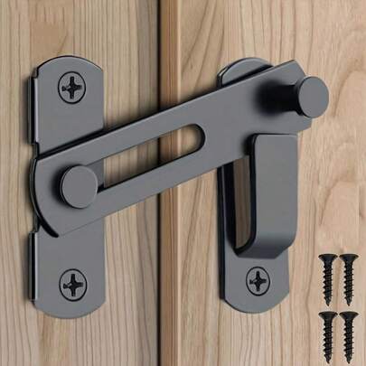 1 pieza Cerradura de puerta de granero de acero inoxidable - Pestillo deslizante de 180°, adecuado para garaje, baño, exterior - Accesorio sin batería, cerradura de privacidad para baño | Diseño de cerradura moderno | Pestillo de puerta, pestillo de puerta interior