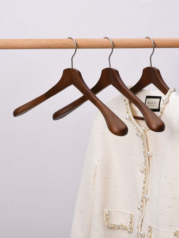 2pcs Thick Wooden Clothes Hangers, 4.5cm Wide Shoulders, Suitable For Coats, Jackets, Suits, High-End Wooden Storage Hangers For Shops