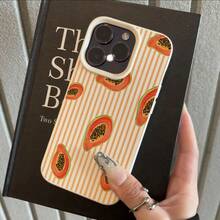 Phone Case: Orange Papaya Stripe Full-Body TPU Case For IPhone 16 Pro Max/14/16 Plus/15/13 Pro/12/11 - Stylish And Shockproof Protective Cover,Suitable For IPhone17 Air - 白色 - 查看 10