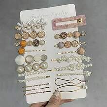 GSYY Meha 20 PCS Pearls Hair Cls Fashion An Style Acrylic ResinHairpins/ Barrettes For Wen And Ladies Girls Headwear Styling Tools Hair Accessories Bobby Pins - 黑色 - 查看 2