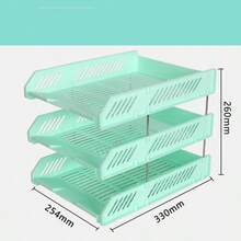 1pc 3-Tier File Tray Desk Organizer Rack, Document Storage Holder, Office Supplies Basket, Student Stationery