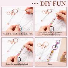 5/12pcs Fashionable Alloy Bar Keychain Setting For DIY Keychain Making(Excluding Beads) - Key Bar Combination Set - View 6