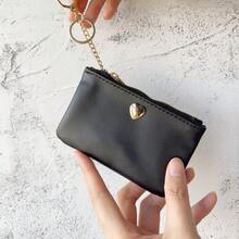 Damen Reißverschluss Münzbörse mit Schlüsselanhänger, goldfarbenes Herz Nieten Muster Münzbörse, Schlüsseletui für Damen, Geldbörse, Mini-Geldbörse, Portemonnaie, kleine Geldbörse, süße Geldbörse, Geldbörse mit Schlüsselanhänger, Kartenetui, Vintage Geschenke für Frauen, lustige Geschenke, Lehrergeschenke