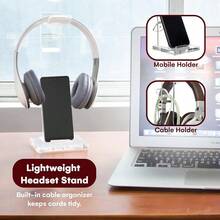 Acrylic Headset Headphone Stand Gaming Headphone Holder Cable OrganizerTransparent - Transparent - View 4