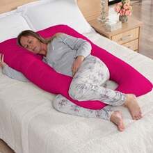 Pregnancy Body Pillow, 200 Thread Count Micropercal, 120x60cm, Ergonomic, Soft, For Bed - Rosa Fucsia - Ver 4