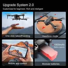TOKQI F198 可折叠双摄像头无人机，配备无刷电机、自动悬停和定高功能、一键降落、APP 控制、超长飞行时间，便携式遥控四轴飞行器，是初学者的理想礼物 - 非常适合圣诞节/万圣节/生日 - 黑色 - 查看 8
