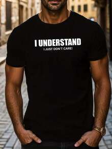Men's Short Sleeve T-Shirt With Summer Pattern - 黑色 - 查看 1