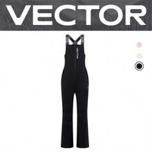 VECTOR MOTION Montis 加厚滑雪背带裤，男女通用，弹性面料，防水，耐磨，防风，透气，保暖，接缝处采用压胶处理，直筒裤型，适用于单板/双板滑雪，黑色，冬季运动 - 黑色 - 查看 13