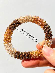 1pc Classic Glamorous Gold Glitter Tie Dye Women Resin Bracelet With Transparent Gold Foil Accent, Versatile Jewelry For Formal Occasions, Elegant - Multicolor B - View 6