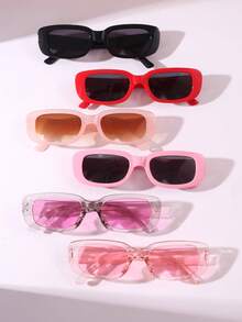 6pcs/Set Square Frame Fashion Glasses, Fashionable & Unique Style For Teens And Young Adults - Multicolor - View 4