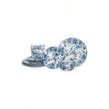 Dinnerware Set Banbury Porcelain Dinner Plate, Salad Plate, Soup Bowl - 12 Piece Set - Azul y blanco - Ver 3