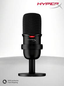 HyperX SoloCast USB 电容式游戏麦克风，适用于 PC、游戏主机和电脑系统，轻触静音传感器，心形指向性，非常适合直播、播客、内容创作、Twitch 视频平台和 Discord 等应用。 - 黑色 - 查看 2