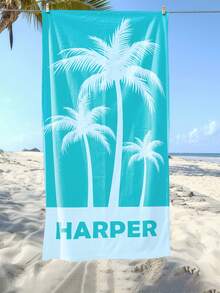 1 Personalized Name Beach Towel - Text/Name, Quick - Super Absorbent - Lightweight Turquoise Tropical Palm Tree And Leaf Design - Personalized Bath Towels For Swimming Pool, Travel, Vacation - Birthday Gifts (Men And Women) - Spa, Home Or Resort Use - Colorful Modern Seaside Accessories (Ideal For Adults And Teenagers),Bath Towel, Sand-Free - Multicolor - View 3