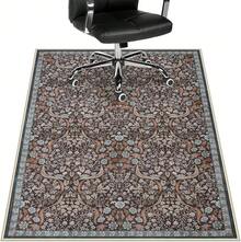 Floral Office Chair Hardwood & Tile Floor, 48x60 Desk Chair Home Office, Under Desk Rug Rolling Chair, Non Slip Computer Chair Mats, Low-Pile Carpet Protector Rug, Office Essential - Dark Red - View 6