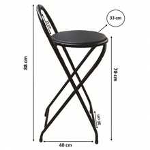 Banqueta Alta Dobrável Compacta Com 70 Cm De Altura Preto Apartamento e Diversos Ambientes - Marrom - Visão 3