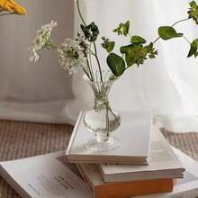 Lake Balaton 1 Bình thủy tinh trong suốt, Chậu hoa mini họa tiết gợn sóng, Bình hoa khô tối giản, Thích hợp trang trí nhà cửa, Trang trí phòng khách, Cắm hoa - Trong sáng - Xem 12