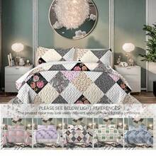 3 Pieces Full/Queen/King Size Aesthetic Quilt Set, Machine Washable Cozy Bedding Coverlet, Brushed Microfiber Quilt Cover, Cozy Quilted Blanket Bedding Sets With Pillow Shams, Embroidery Thin Comforter, 2 Pieces Twin Quilt Set - Màu Hồng Tươi - Xem 1
