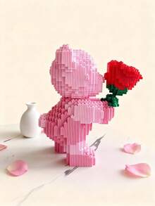 3996片装小熊花束造型积木，DIY浪漫拼装玩具，收藏模型，家居装饰，生日礼物，情人节礼物，单件装房间装饰 - 彩色 - 查看 1