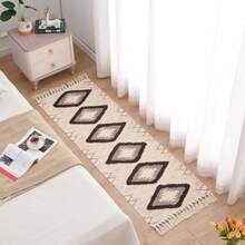 Boho Runner Rug 2'x6' Washable Hallway Farmhouse Area Rug For Kitchen And Entryway Tassels Detail Tufted Cotton Woven Floor Mat With Rustic Brown Design Easy Care And Stylish Decorative Solution For Modern Home - Brown - View 7