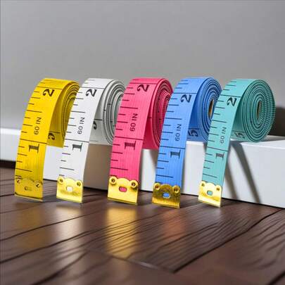 5PCS Soft Tape Measure, 60in Double Scale Ruler Measuring Tape Fabric Sewing Ruler For Body Measurement Weight Loss Cloth Knitting Craft(White,Rose Red,Yellow,Blue,Green)