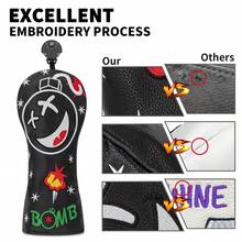 1 buah Sarung Pelindung Stik Golf Flame Bomb, Aksesori Golf, dan Sarung Pelindung yang Terbuat dari Bahan Tahan Air dan Tahan Lama Memberikan Perlindungan Terbaik untuk Stik Golf Anda. - Hitam - View 8